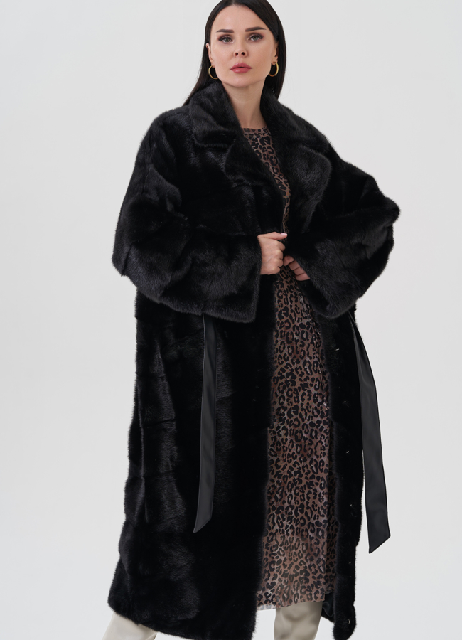 Норковая шуба с английским воротником  модель № 24651 в рассрочку