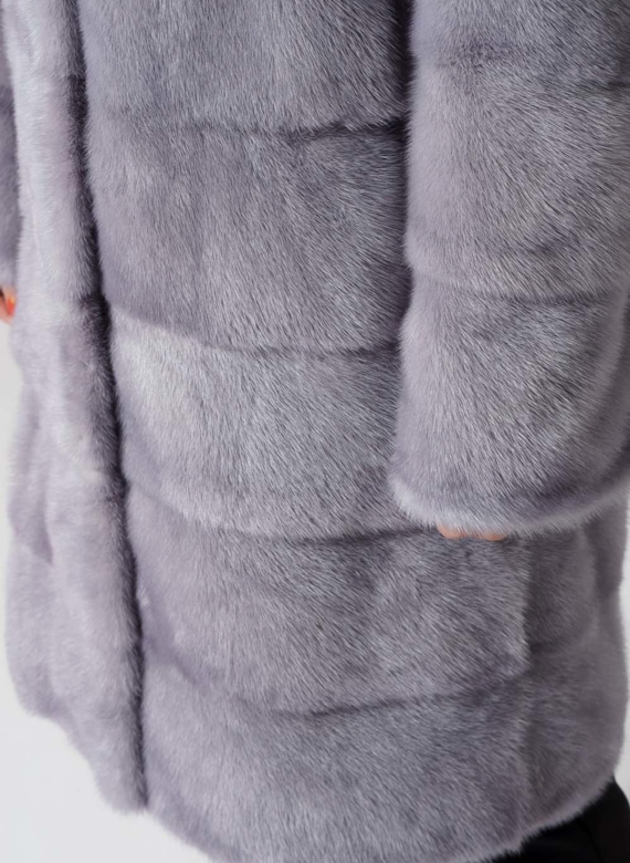 Норковая шуба с капюшоном голубого цвета трансформер  4 в 1