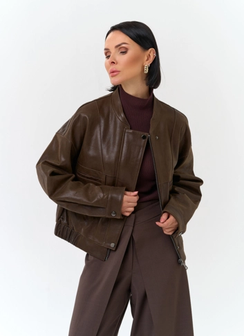 Женская куртка бомбер из натуральной кожи