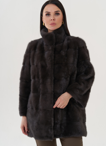Шуба из норки с воротником стойка Шуба из норки с воротником стойка