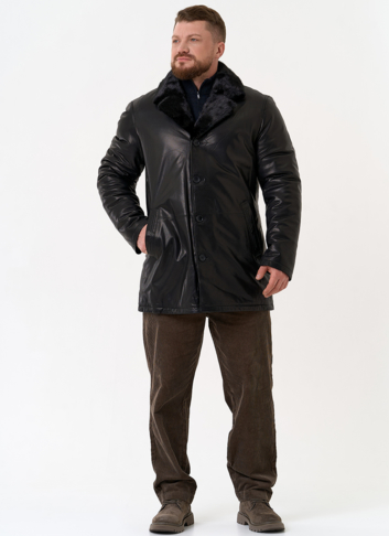 Мужская дубленка с английским воротником