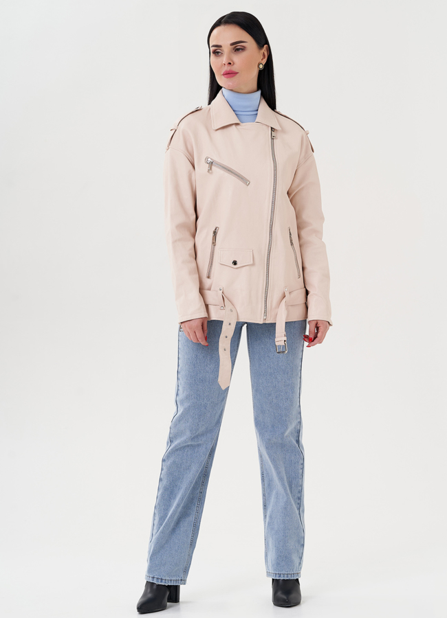 Куртка из светлой кожи модель № 24329 универмаг малина