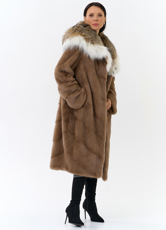 Норковая шуба с рысью модель № 25469 универмаг малина