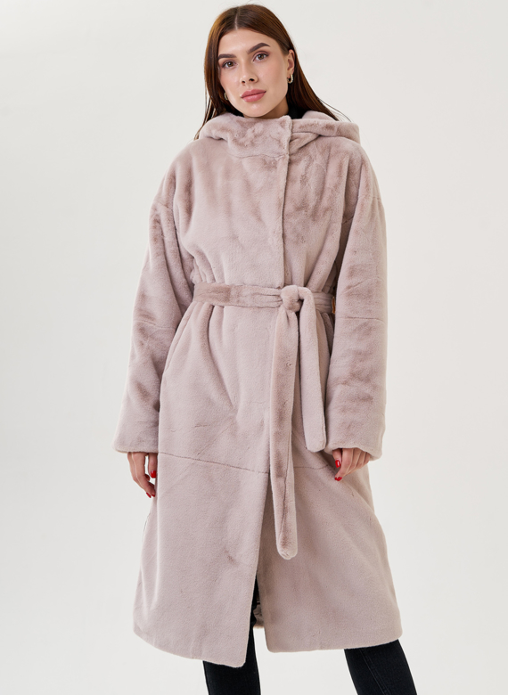 Длинное пальто из искусственного меха