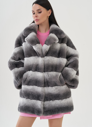Шуба из кролика оверсайз
