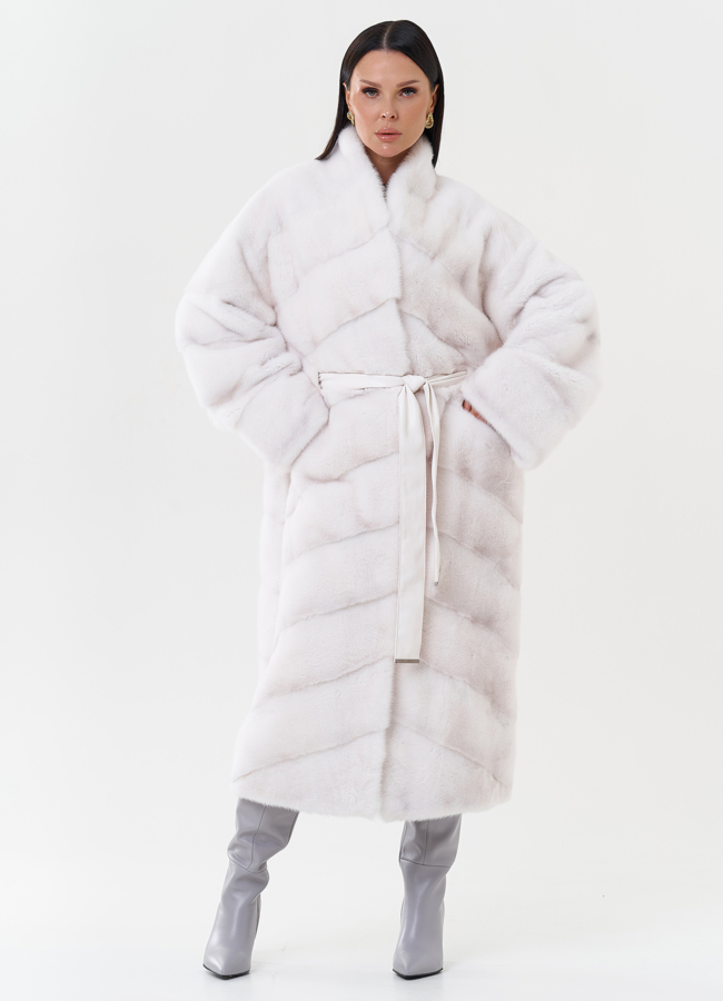 Шуба из меха норки с воротником шаль модель № 29527 универмаг малина