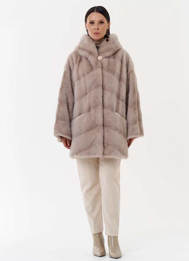 фото Шуба из норки с капюшоном модель № 27576
