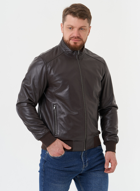 Кожаная куртка "бомбер"