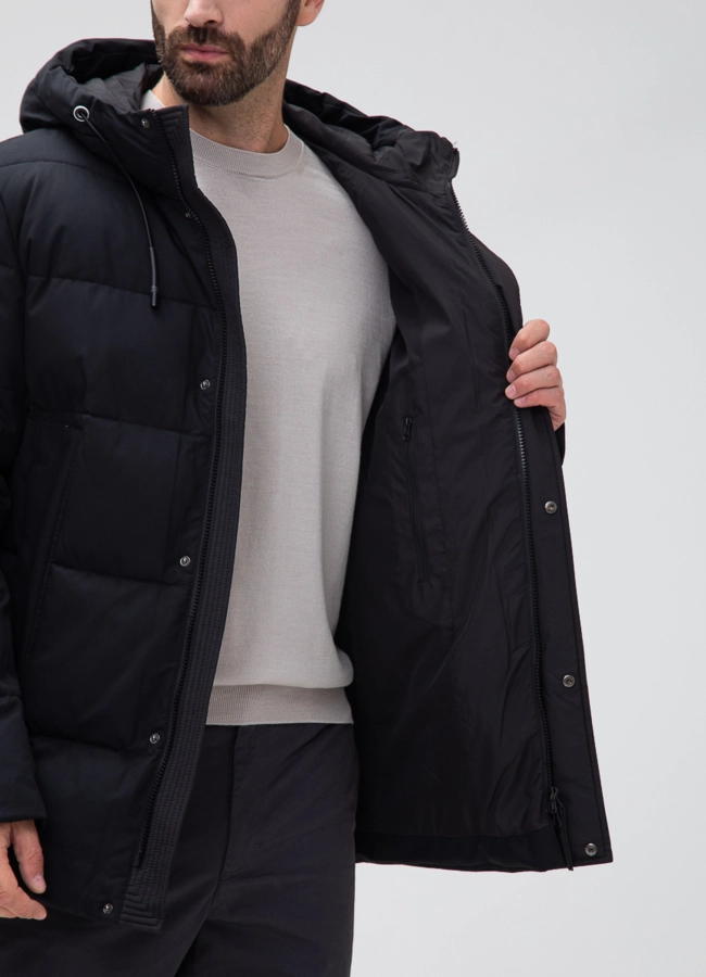 Мужской пуховик с капюшоном  модель № 27995 универмаг малина