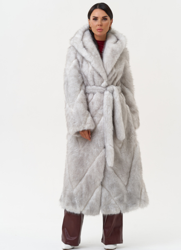 Длинная женская шуба из эко меха
