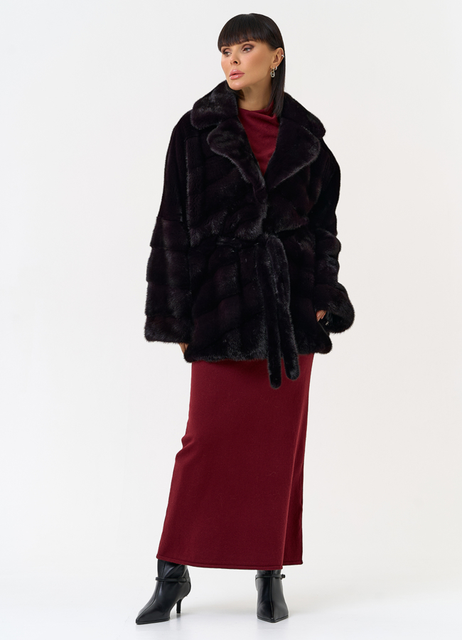 Шуба из меха норки с английским воротником модель № 31641 в рассрочку