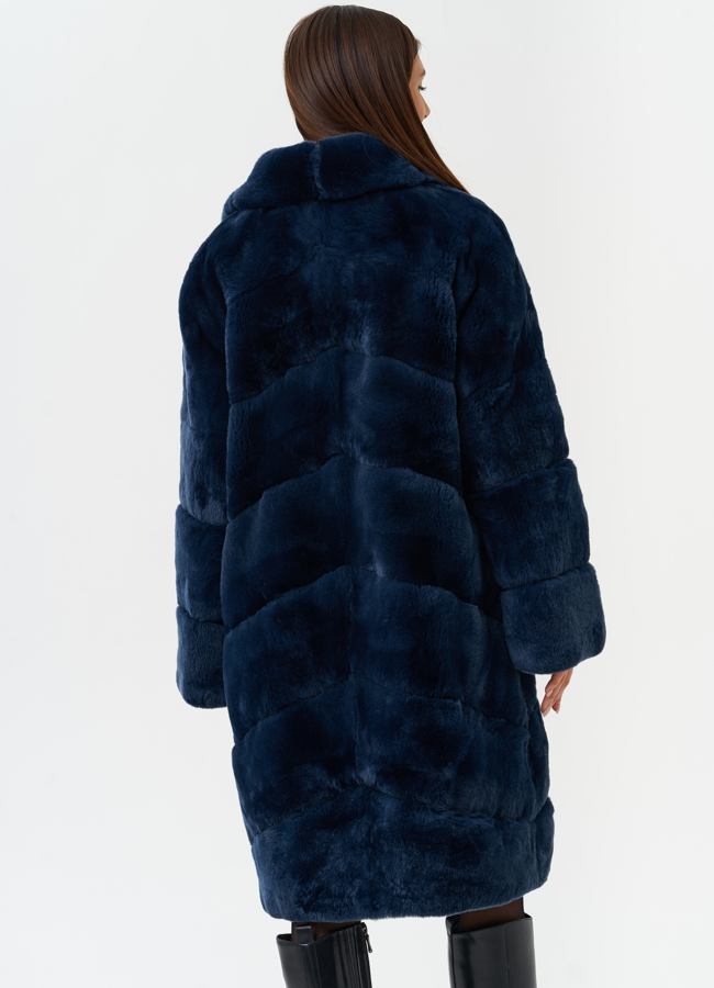 Шуба из меха кролика с английским воротником модель № 27840 универмаг малина