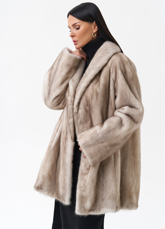 Норковая шуба с воротником модель № 29172 универмаг малина