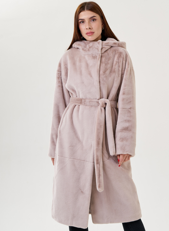 Длинное пальто из искусственного меха