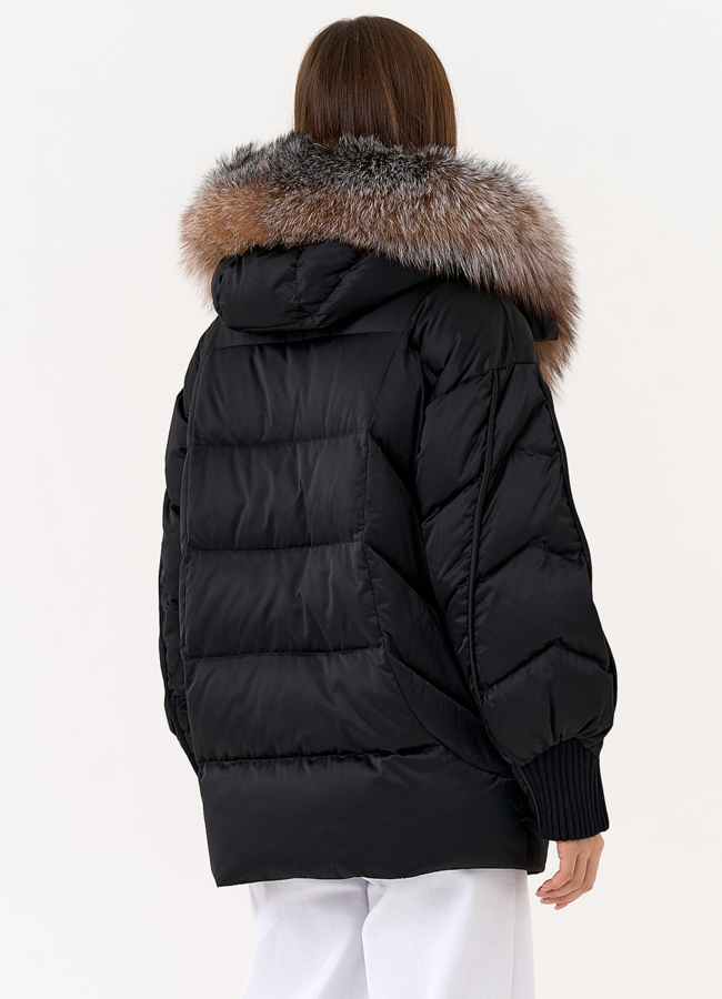 Женский пуховик с капюшоном из меха блюфрост модель № 31444 в рассрочку