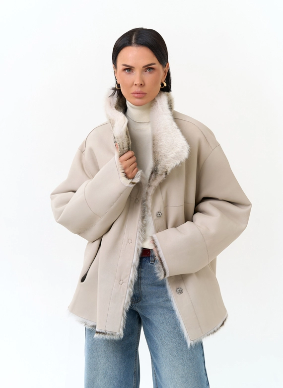 Дубленка двухсторонняя с поясом фото