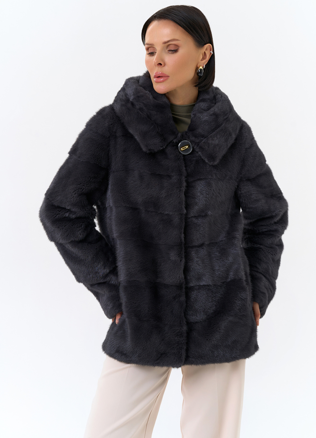 фото Куртка из меха норки с капюшоном модель № 25398