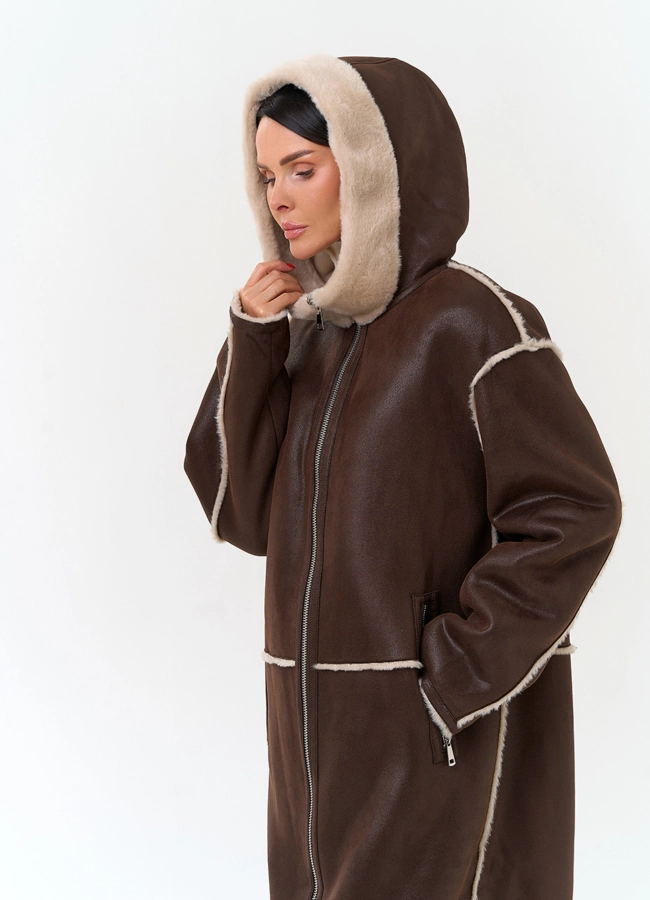 Женская дубленка из эко замши модель № 33913 в кредит
