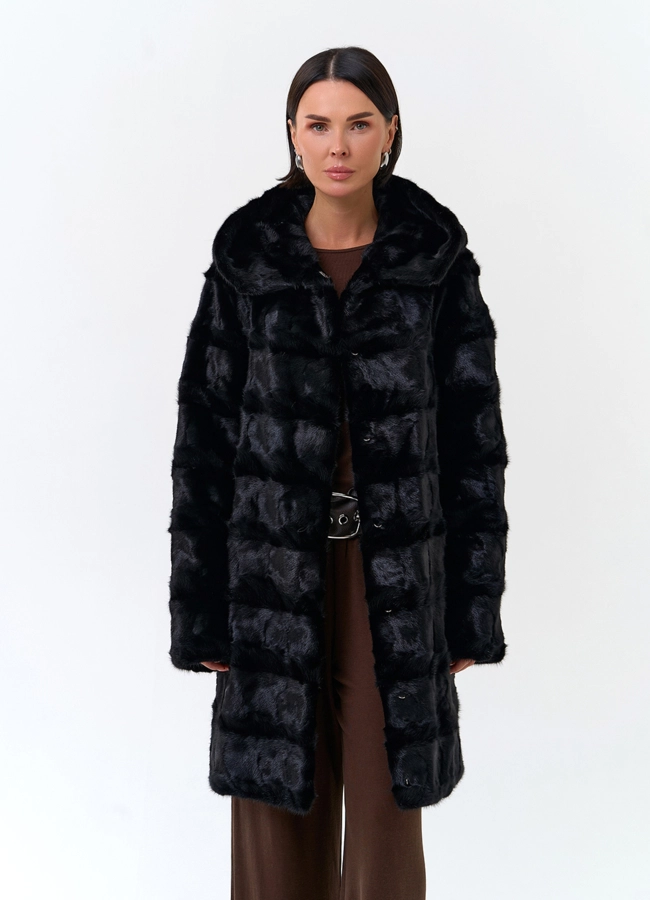 Шуба из меха норки модель № 34053 меха малина фото