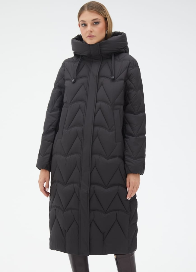 фото Женский пуховик черного цвета модель № 31138