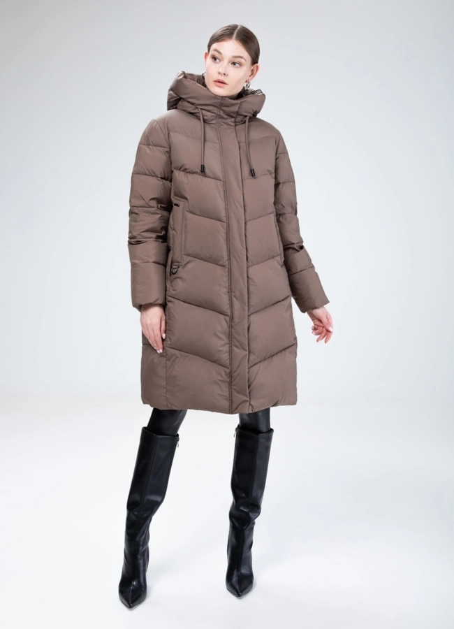 фото Женский пуховик с капюшоном  модель № 25807