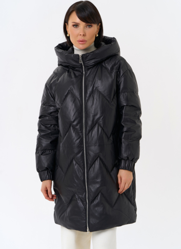 Длинный пуховик из кожи Длинный пуховик из кожи